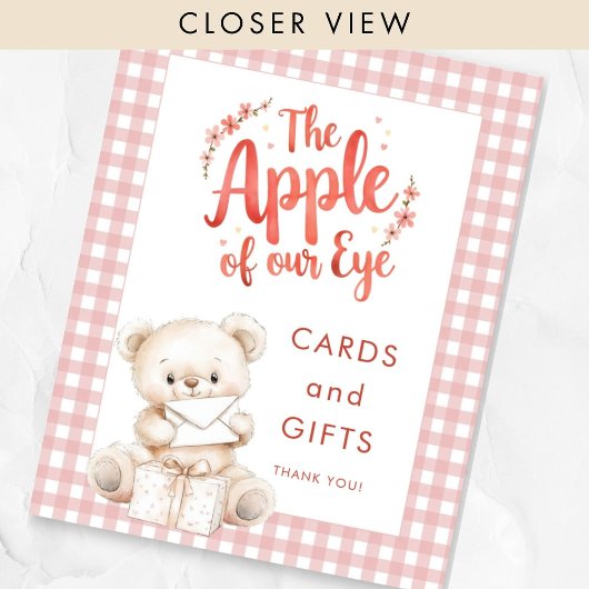 Apple of Eye Gingham Baby Shower Cards und Geschen Poster
