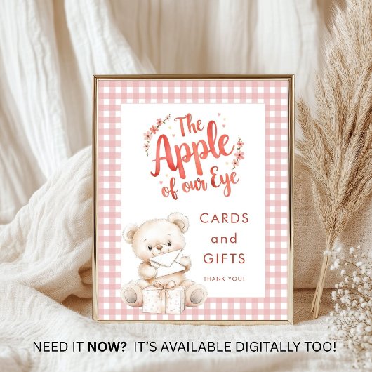 Apple of Eye Gingham Baby Shower Cards und Geschen Poster