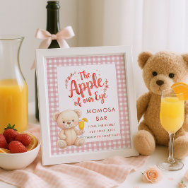 Apple of Eye Gingham Momosa Bar Sign Baby Dusche Poster