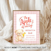 Apple of Eye Gingham Momosa Bar Sign Baby Dusche Poster