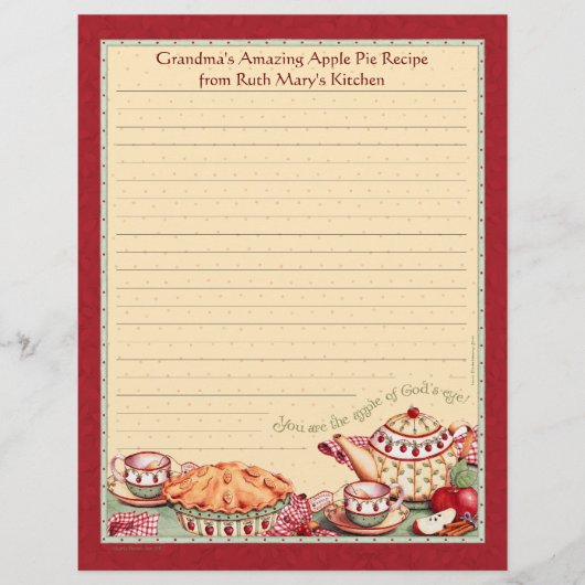Apple of God's Eye Rezept Paper for Recipe Binders (Vorderseite)