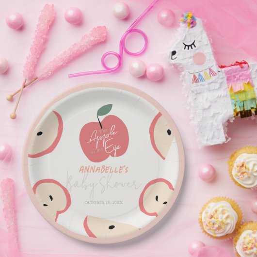 Apple of my Eye Pink Girl Baby Shower Pappteller (Party)