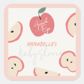 Apple of my Eye Pink Girl Baby Shower Quadratischer Aufkleber (Vorderseite)