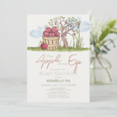Apple of our Eye Basket & Tree Baby Shower Einladung (Stehend Vorderseite)