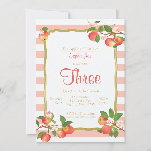 Apple of Our Eye Birthday Einladung (Vorderseite)