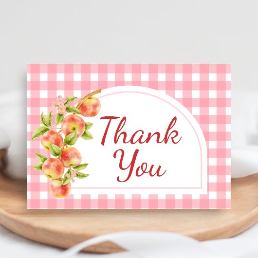 Apple of Our Eye Gingham Baby Shower Dankeskarte
