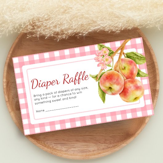 Apple of Our Eye Gingham Baby Shower Diaper Raffle Begleitkarte