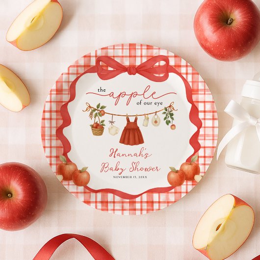 Apple of Our Eye Girl Clothesline Baby Shower Pappteller