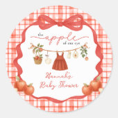Apple of Our Eye Girl Clothesline Baby Shower Runder Aufkleber (Vorderseite)