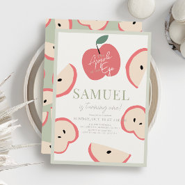 Apple of our Eye Green Boy 1st Birthday Einladung