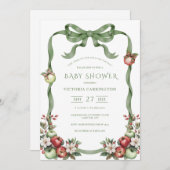 Apple of Our Eye Green Watercolor Elegant Baby Einladung (Vorne/Hinten)