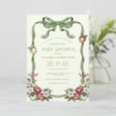 Apple of Our Eye Green Watercolor Elegant Baby Einladung (Stehend Vorderseite)