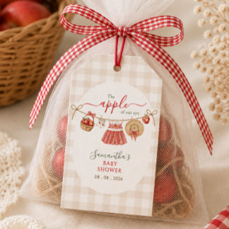 Apple Of Our Eye Wäscheleine Gingham Baby Shower Geschenkanhänger