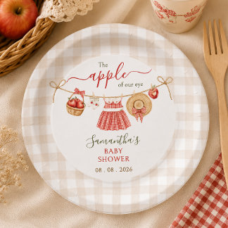 Apple Of Our Eye Wäscheleine Gingham Baby Shower Pappteller