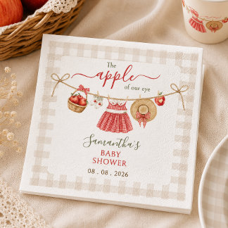 Apple Of Our Eye Wäscheleine Gingham Baby Shower Serviette