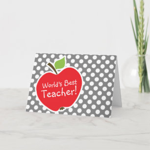 Apple on Dark Gray Polka Dots Karte