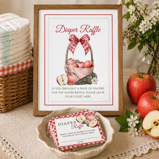 Apple Orchard Baby Dusche Windel Raffle Schild