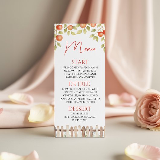 Apple Orchard Buffet Shower Menü 4x9 Karte