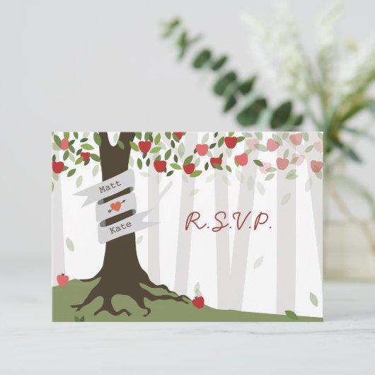 Apple Orchard Herbst Hochzeit RSVP (Stehend Vorderseite)