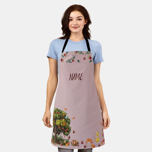Apple Orchard Individuelle Name überall auf Print  Schürze (Getragen)