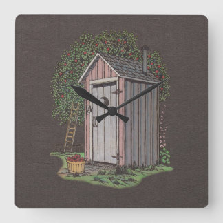 Apple Orchard Outhouse Quadratische Wanduhr