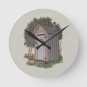 Apple Orchard Outhouse Runde Wanduhr