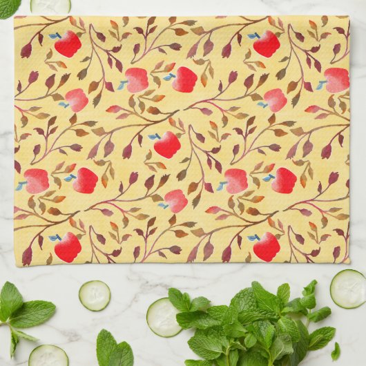 Apple Orchard Red Geschirrtuch (Gefaltet)