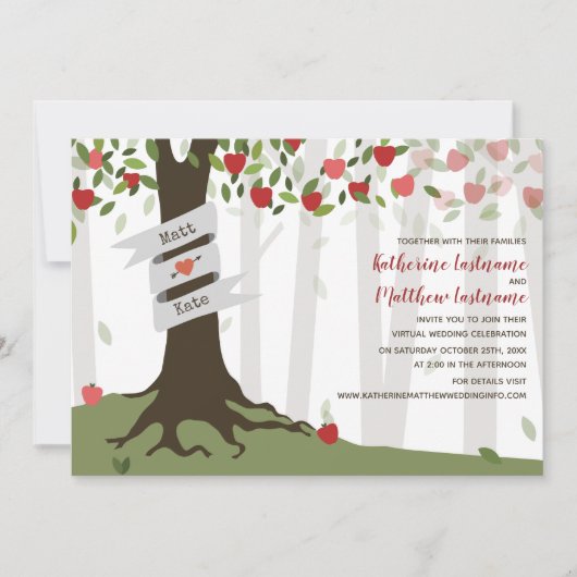 Apple Orchard Virtual Livestream Wedding Einladung (Vorderseite)