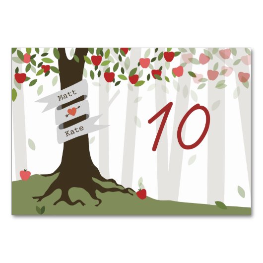 Apple Orchard Wedding Tischnummer Card (Vorderseite)