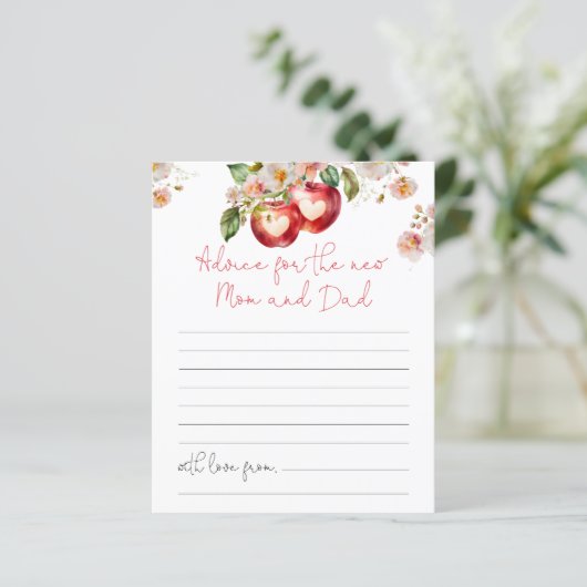 Apple Our Eye Advice Mama Vater Baby Shower Card (Stehend Vorderseite)