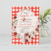 Apple Our Eye Baby Shower Bow Red Gingham Einladung (Stehend Vorderseite)