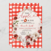 Apple Our Eye Baby Shower Bow Red Gingham Einladung (Vorne/Hinten)