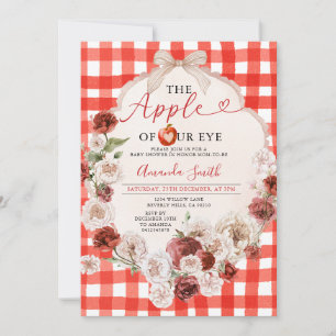 Apple Our Eye Baby Shower Bow Red Gingham Einladung
