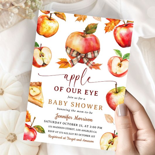 Apple Our Eye Baby Shower Fall Gingham Einladung