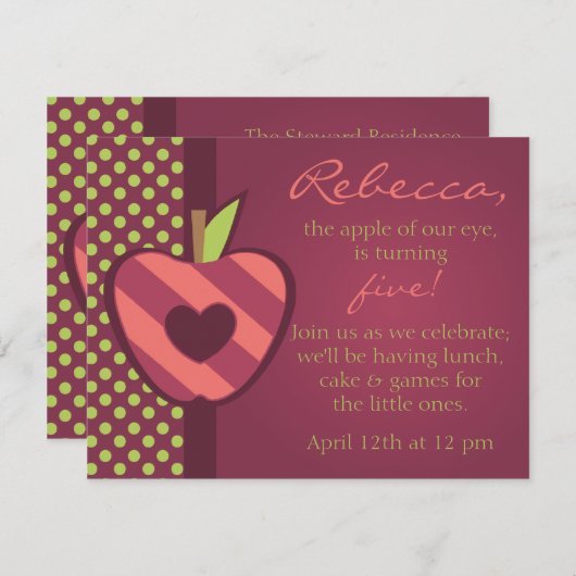 Apple Our Eye Birthday Party Einladung (Vorne/Hinten)