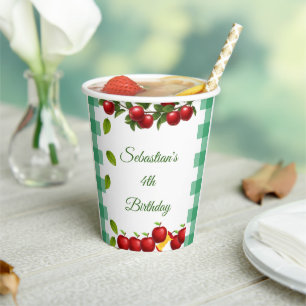 Apple Our Eye Gingham Birthday Cups Pappbecher