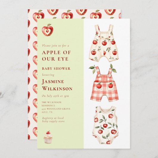 Apple Our Eye moderne Aquarell Babydusche Einladung (Vorne/Hinten)