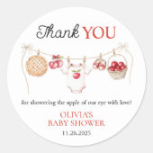 Apple Our Eye Orchard Harvest Baby Shower Runder Aufkleber (Vorderseite)