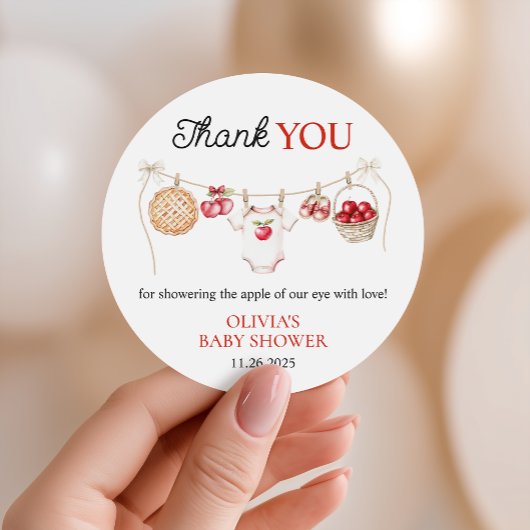 Apple Our Eye Orchard Harvest Baby Shower Runder Aufkleber