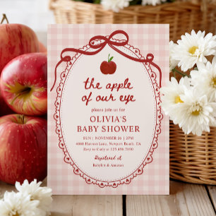 Apple Our Eye Red Gingham Fall Baby Shower Einladung