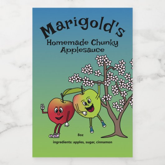 Apple Pals Funny Cartoon Compote Pie und mehr Lebensmitteletikett (Einzelnes Label)