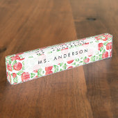 Apple Pattern Personalisiert Teacher Namensplakette (Seite)