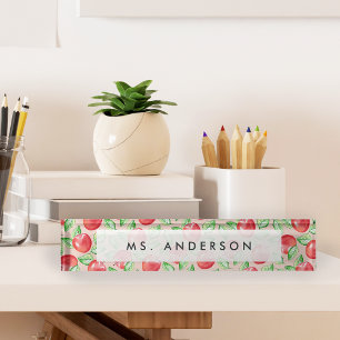 Apple Pattern Personalized Teacher Namensplakette