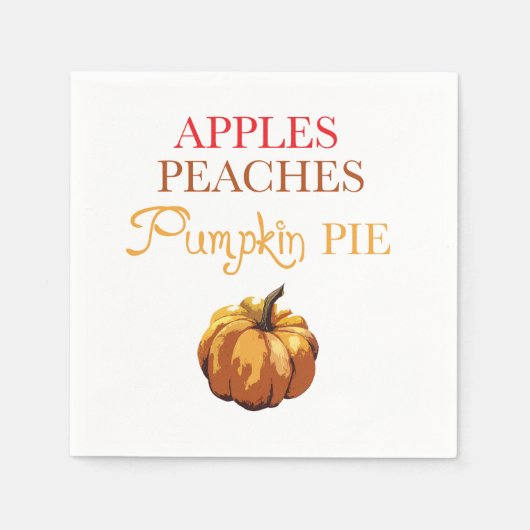 Apple Peaches Pumpkin Pie Autumn Napkin Serviette (Vorderseite)