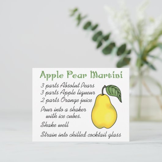Apple Pear Martini Postkarte (Stehend Vorderseite)