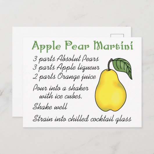 Apple Pear Martini Postkarte (Vorne/Hinten)
