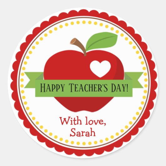 Apple Personalisiert Teacher Gefallen Geschenk Runder Aufkleber (Vorderseite)