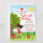 Apple picking Birthday African American Girl Invit Einladung (Vorderseite)