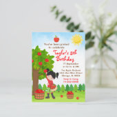 Apple Picking Birthday Black Hair Girl Postcard Postkarte (Stehend Vorderseite)
