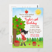 Apple Picking Birthday Black Hair Girl Postcard Postkarte (Vorne/Hinten)